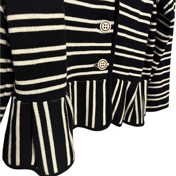 Style & Co NWT Striped Print Peplum Sweater Blazer Black White Size 1X - Picture 9 of 11